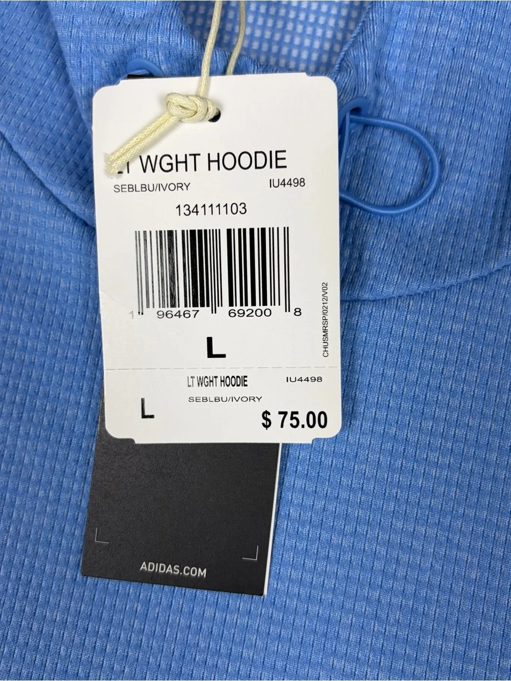 Adidas Performance Hoodie Men L Sky Blue Lightweight Hooded Pullover PGA Georgia